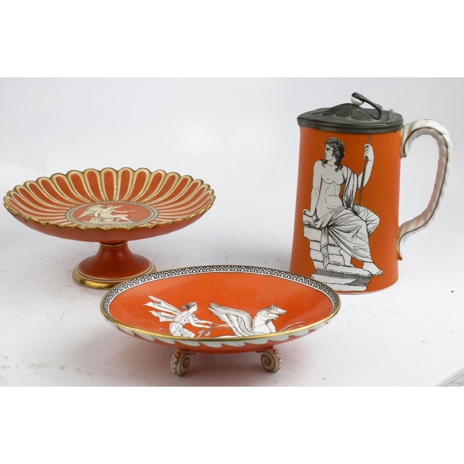 (Lot of 3) English Neoclassical style orange ground (1 of 1)