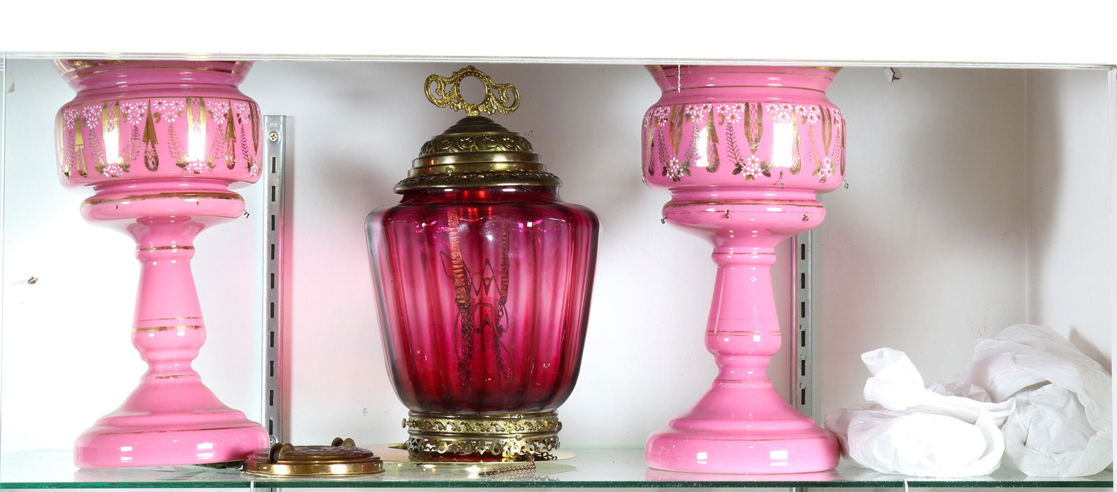 (lot of 3) Pair of Bohemian gilt stencilled and (1 of 1)