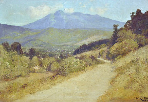 Painting, William Keith, San Anselmo Valley: Framed oil on canvas, San Anselmo Valley, 1903, by William Keith (Californian 1838-1911), signed ''W. Keith .S.F'' lower right, sight: 22''h x 32''w, overall: 32''h x 42''w. Provenance: Purchased from