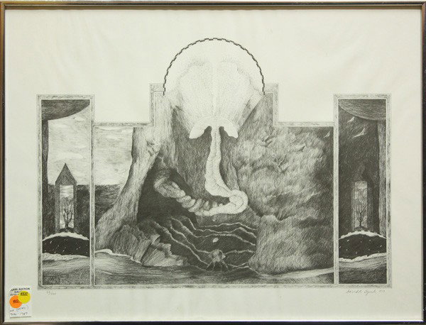 Prints, David K. Lynch: Pair of framed prints, Abstract Scenes, 1973, by David K. Lynch (American, b.1946), both signed in pencil ''David K. Lynch 1973'' lower right, both edition 33/500, overall: 19''h x 25''w. Provenance: