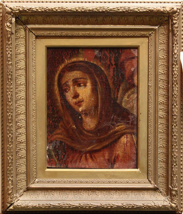 Painting, Madonna, Continental School: Framed oil on panel, Madonna, Continental School (18th Century), unsigned, overall: 21.25''h x 18.25''w
