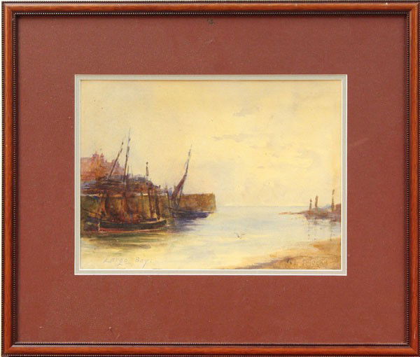 Watercolor, William Lester Stevens, Largo Bay: Framed watercolor, ''Largo Bay,'' attributed to William Lester Stevens (American 1888-1969), signed ''W.L. Stevens'' lower right, titled lower left, sight: 10''h x 13.75''w, overall: 18.5''h x 22''w