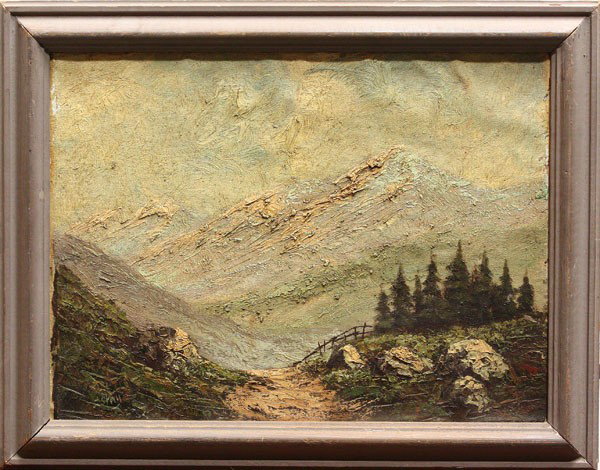 Painting, Continental, 20th century, Alps: Framed oil on canvas, View of the Alps, Continental School (20th Century), signed indistinctly ''Stein''?'' lower left, overall: 15''h x 19''w