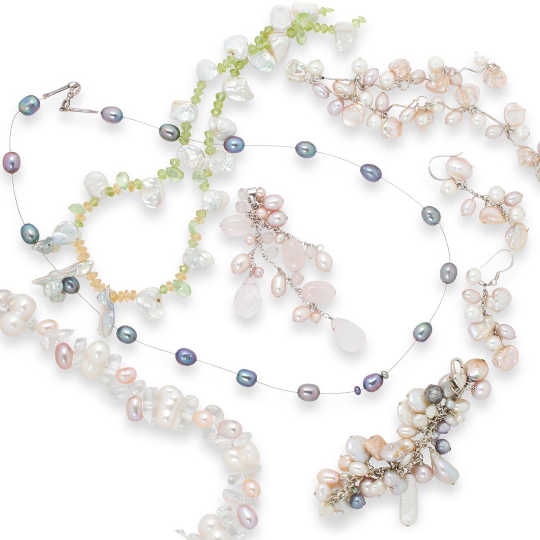 A group of cultured pearl and quartz jewelry (1 of 4)