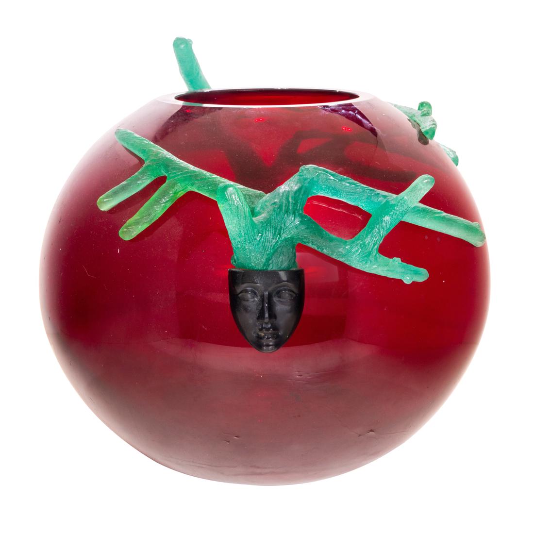 A Daum pate de verre glass globular vase designed by Hilton McCornico (1 of 4)