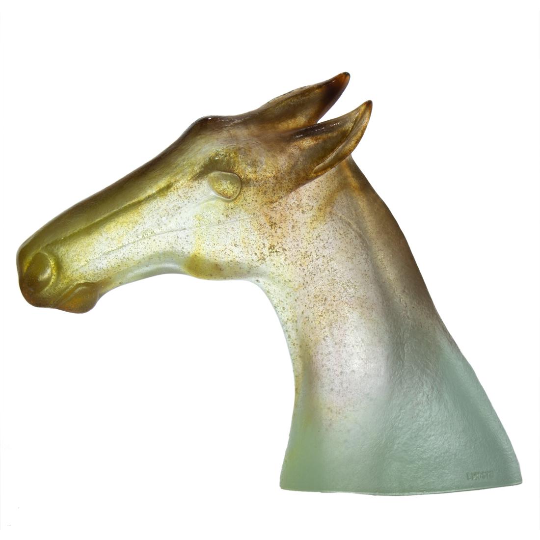 A Daum pate de verre glass Appaloosa Horse head designed by Claude L'Hoste (1 of 5)