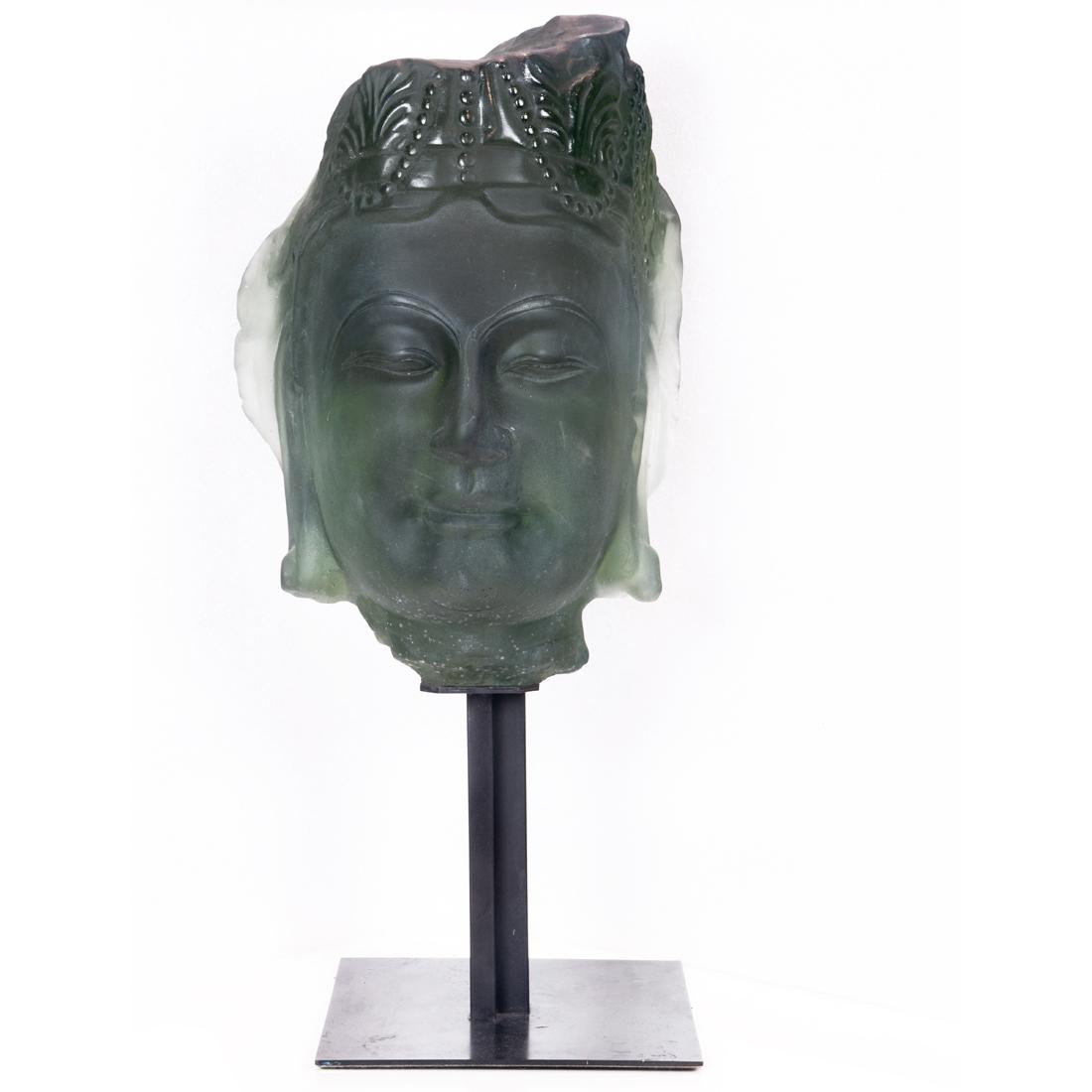 A Daum pate de verre glass head of Bouddha (1 of 5)