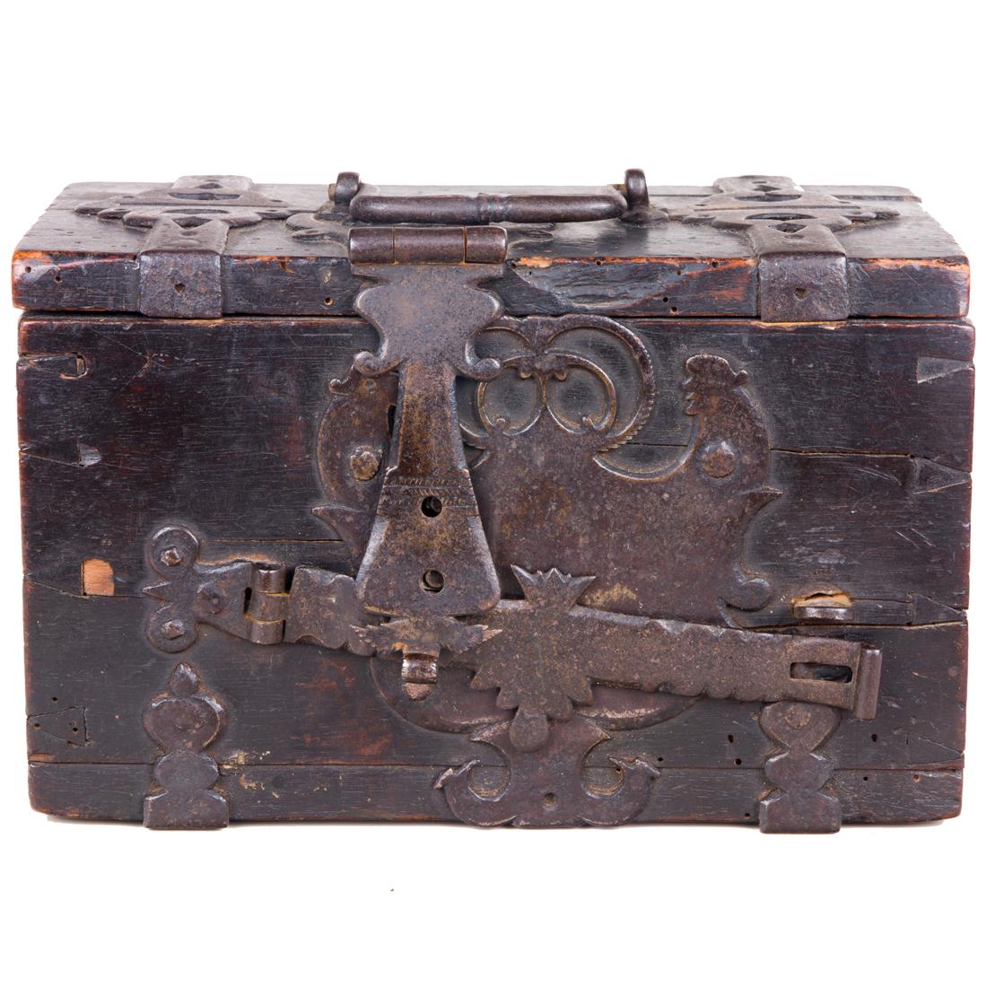 A Continental iron bound wood strong box (1 of 4)