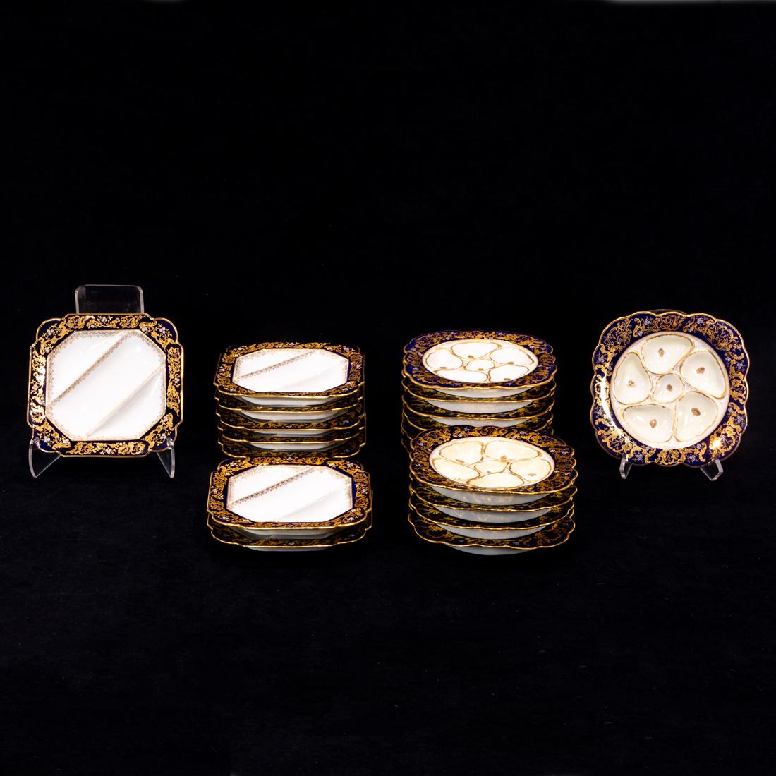 (Lot of 18) German porcelain oyster and divided plates (1 of 5)