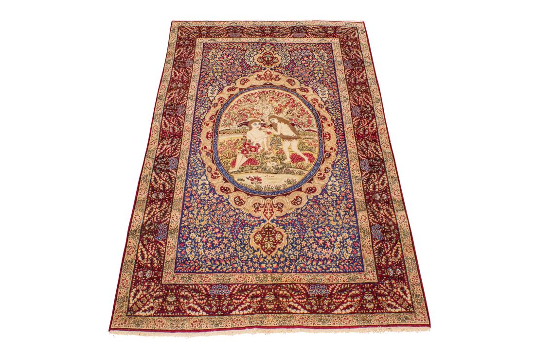 A scenic Persian Kerman carpet (1 of 4)