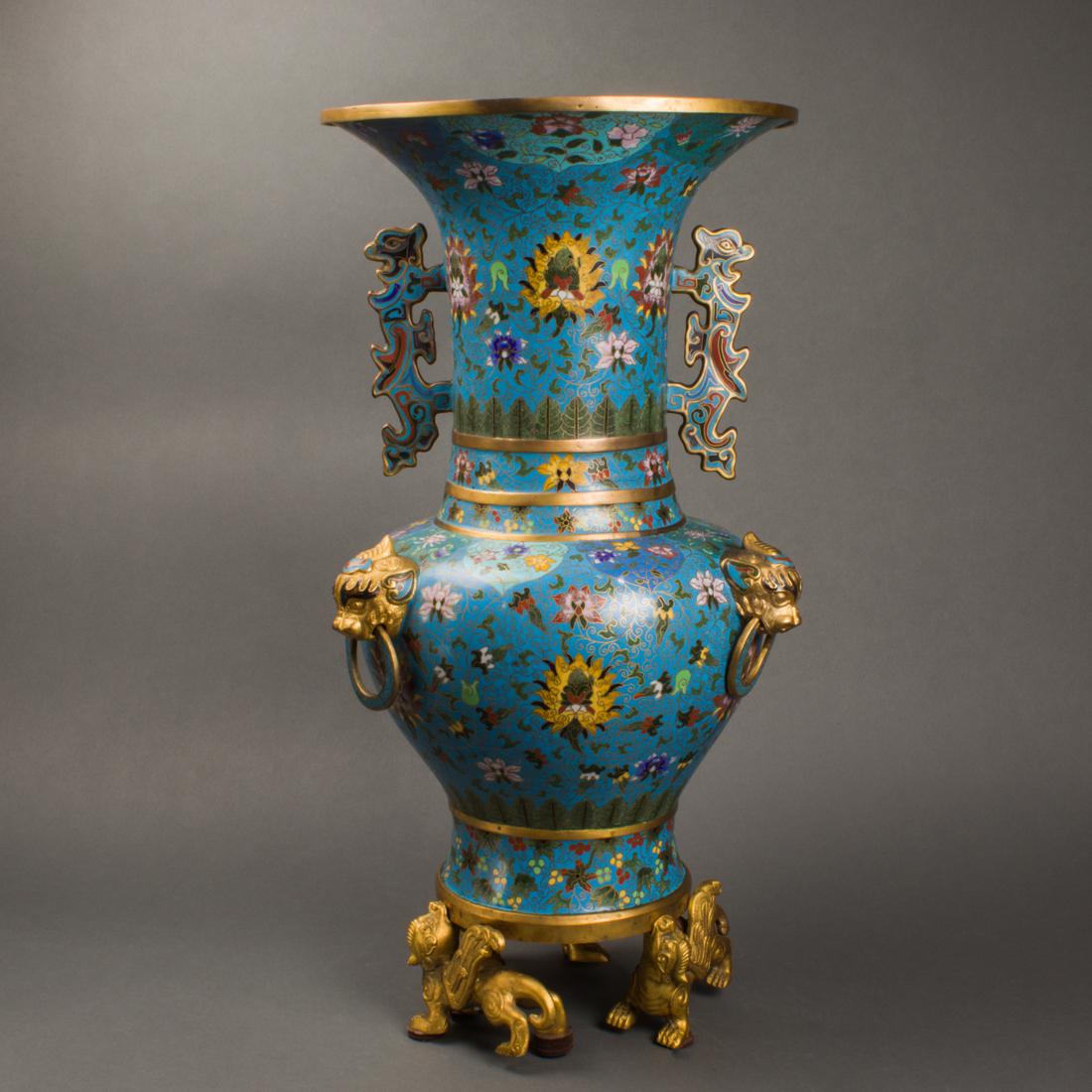 Chinese cloisonne enamel vase (1 of 3)