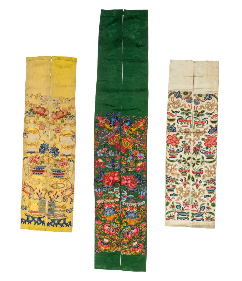 (lot of 3) Pairs of Chinese embroidered sleeve bands (1 of 7)