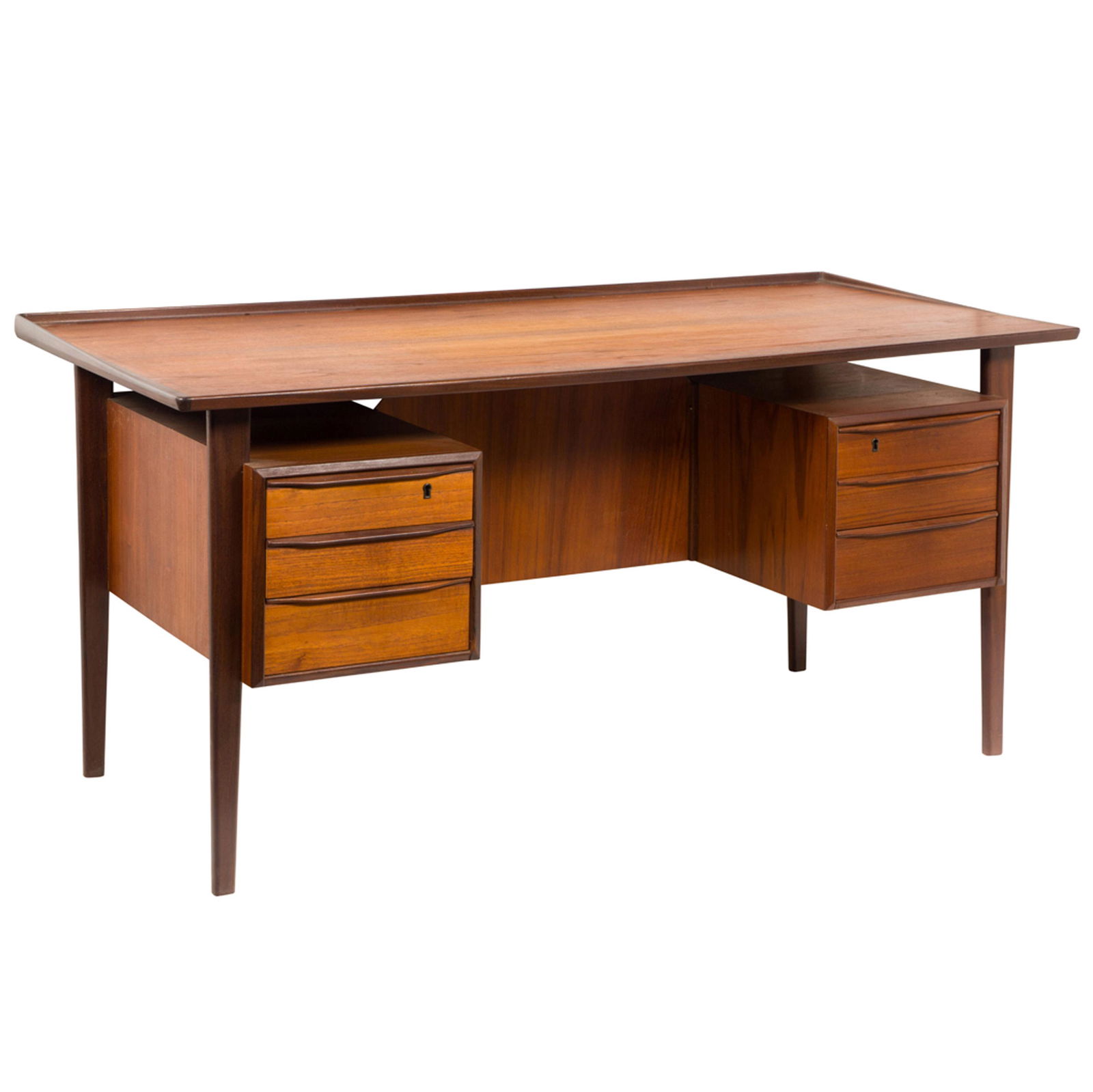 Arne Vodder, executive desk: Arne Vodder, executive deskDenmark, 1950s, teak, 29"h x 61"w x 27.5"d