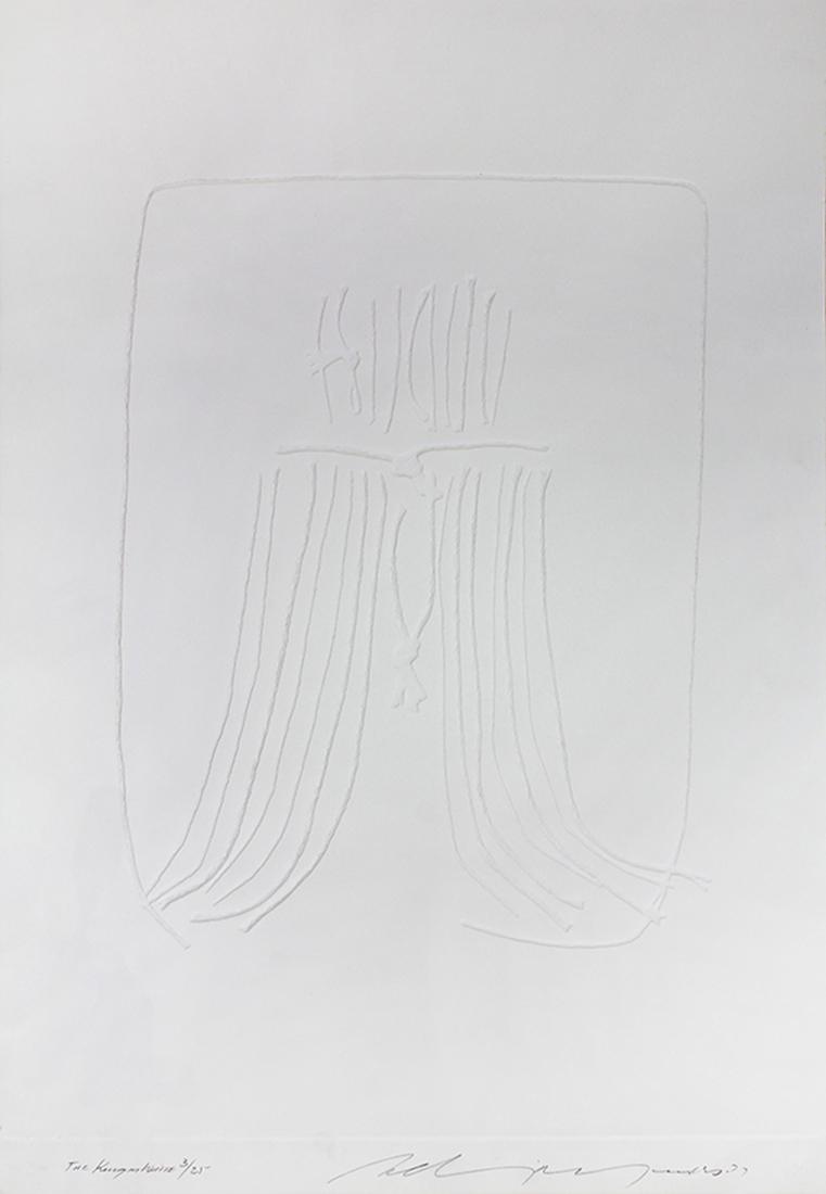 Print, Adja Yunkers: Adja Yunkers (American/Latvian, 1900-1983), "The King in White," 1977, embossed etching, pencil signed lower right and dated, titled lower left, edition 3/25, image: 27.5"h x 20.75"w, overall (sheet/u