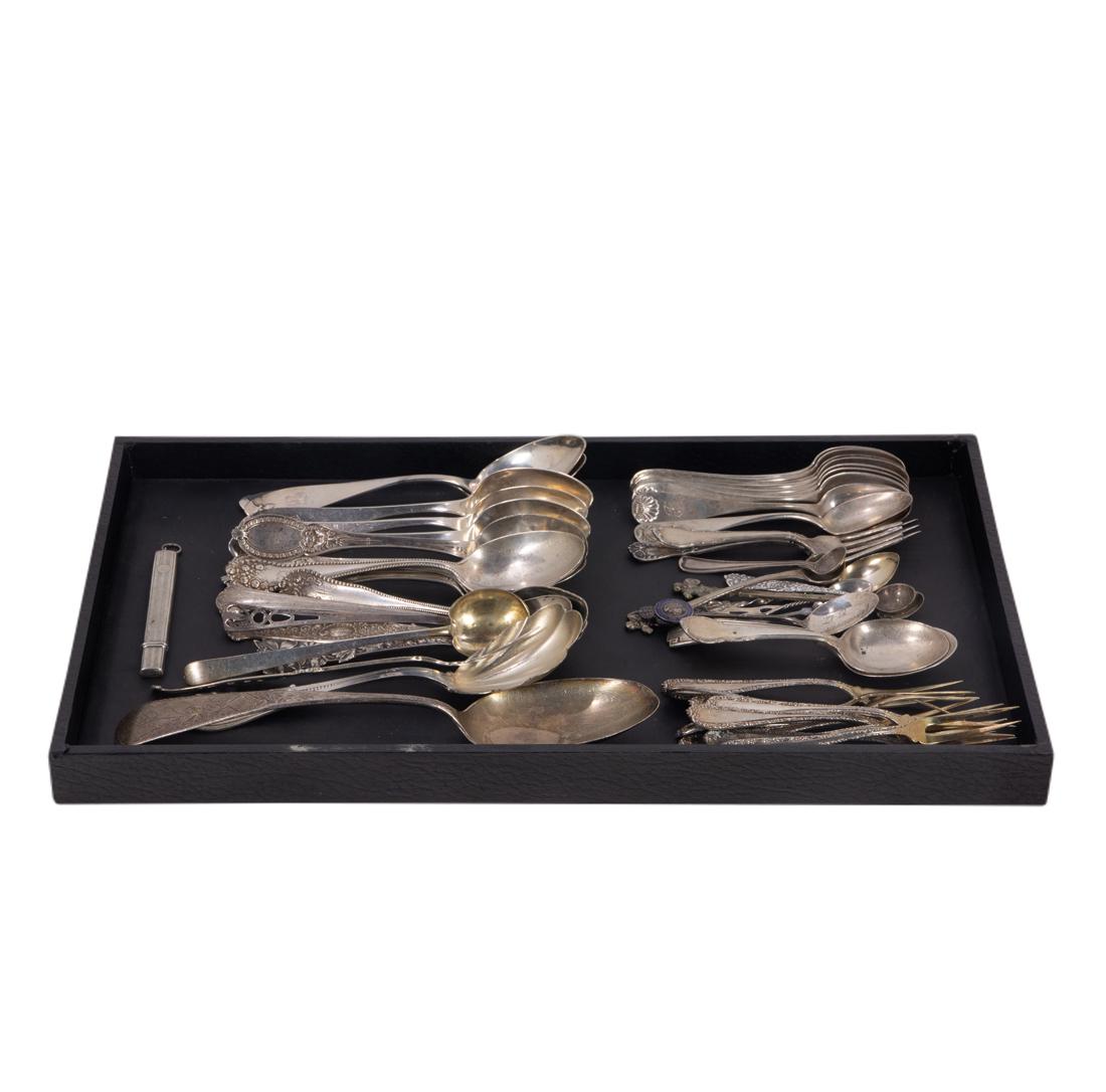 (Lot of 48) Mostly sterling spoons and small forks (1 of 3)