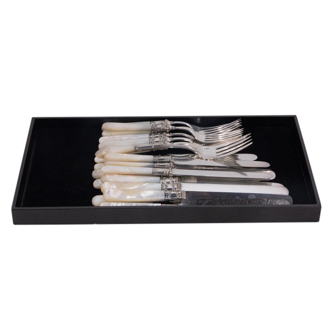 (Lot of 21) Landers Fray & Clark mother of pearl sterling mounted flatware (1 of 2)