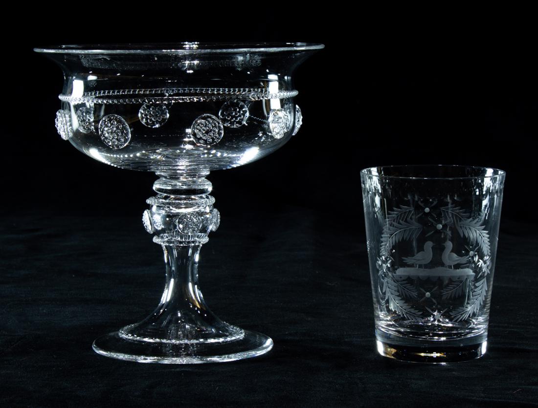 (lot of 2) William Yeoward glass tumbler and pedestal dish (1 of 3)