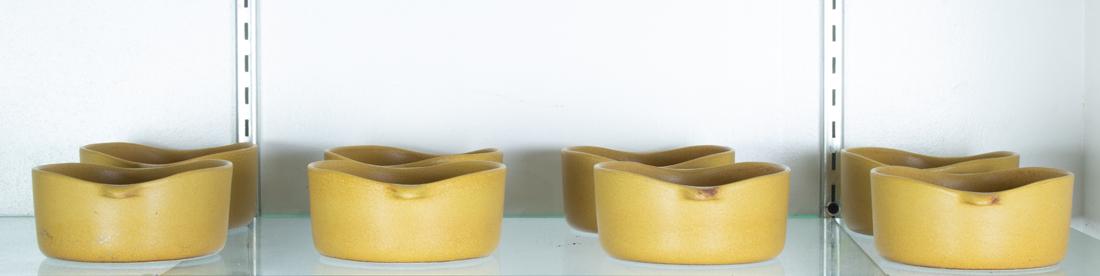 (lot of 8) Bennington Pottery yellow glazed stoneware lug bowls 1641 designed by Yusuke Aida (1 of 1)