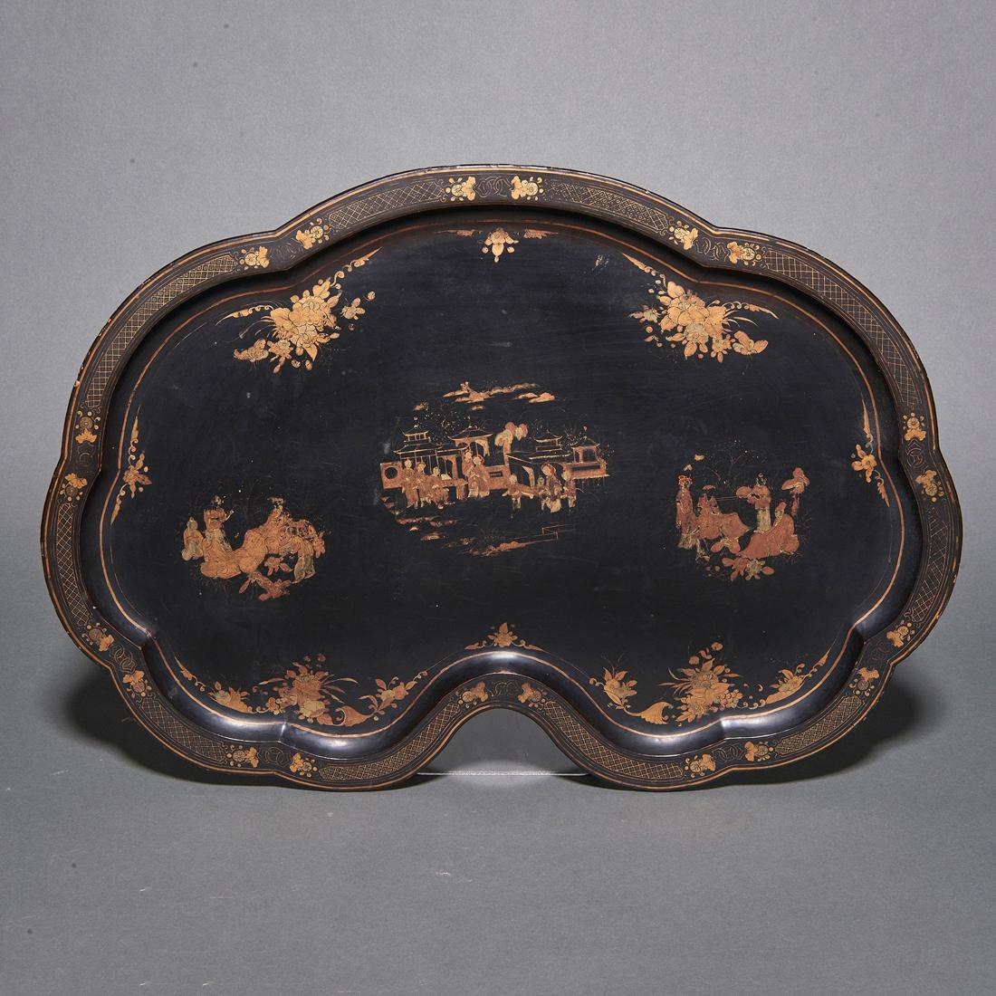 Chinese export gilt lacquer ruyi-form tray (1 of 1)