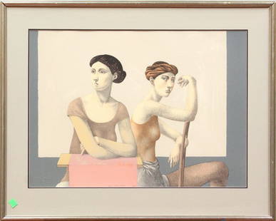 Lithograph, Alan Feltus, Ballet Dancers: Framed color lithograph on watermarked Arches, Ballet Dancers, 1980, by Alan Evan Feltus (American, b.1943), pencil signed, dated and numbered edition of 60 at image's lower edge, sight: 20.5''h x 28.
