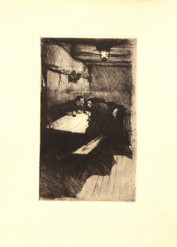 Etching, Kathe Kollwitz, Beratung: Unframed etching, ''Beratung'', after Kathe Kollwitz (German, 1867-1945), unsigned edition bearing inscriptions within plate and blindstamp lower right, sight: 11.75''h x 7''w, overall: 18''h x 13''w