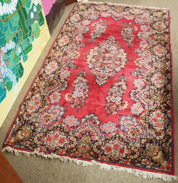 Persian Kerman, rug carpet: Persian Kerman carpet, 7' x 4', circa 1950