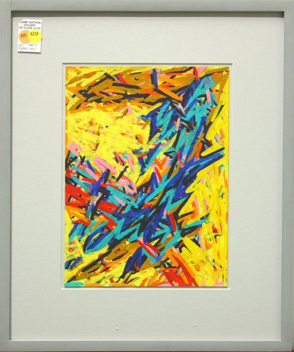 Painting, Howard Buchwald, Abstract: Framed acrylic on paper, ''Untitled'', 1989, by Howard Buchwald (American, b.1943), unsigned, Gallery label affixed verso (Nancy Hoffman, New York, NY), overall: 19.25''h x 16.25''w