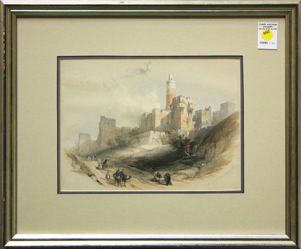 Lithograph, After David Roberts, Jerusalem: Framed lithograph, After David Roberts (British, 1796-1864), ''Citadel of Jerusalem Without the Walls,'' titled within the print, overall: 16.75''h x 19.75''w