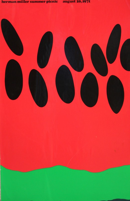 Poster, Herman Miller, Summer Picnic: Unframed poster, ''Herman Miller, Summer Picnic, 1971,'' overall: 39''h x 25''w