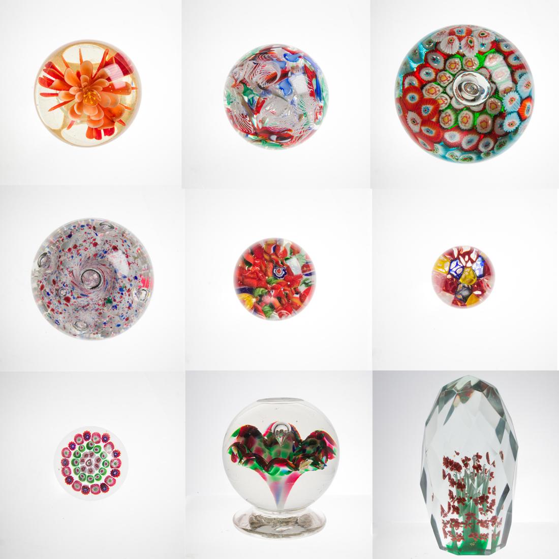 (lot of 9) Group of glass paperweights (1 of 19)