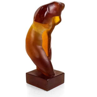 A Daum pate de verre glass figure of Cancelled Venus designed by Sacha Sosno: A Daum pate de verre glass figure of Cancelled Venus designed by Sacha Sosno, limited edition 174 of 175, engraved 'Sosno, Daum France 174 / 175', 13.5"h. Provenance: Property of a prominent Hillsboro