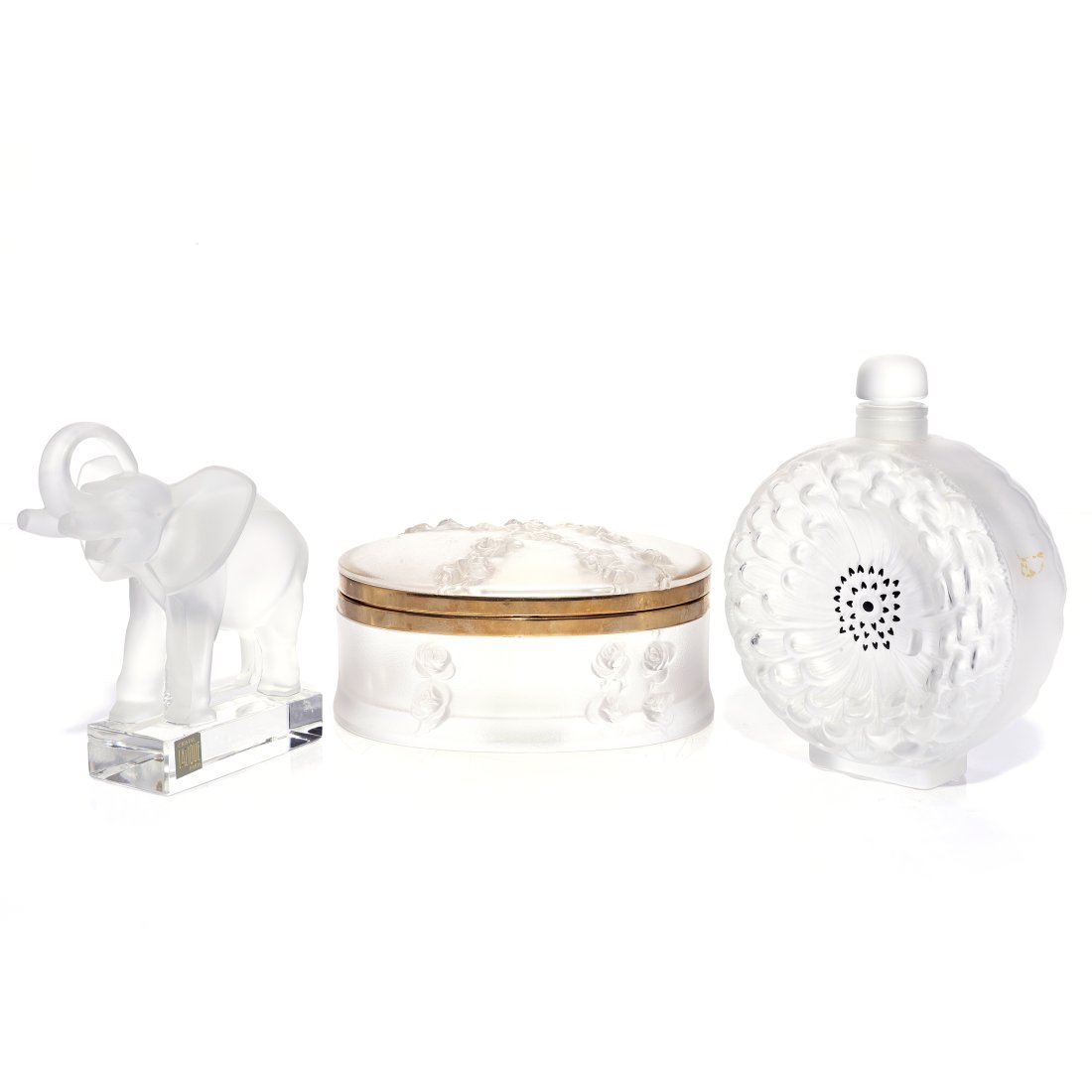 (Lot of 3) A group of Lalique frosted and clear glass (1 of 3)