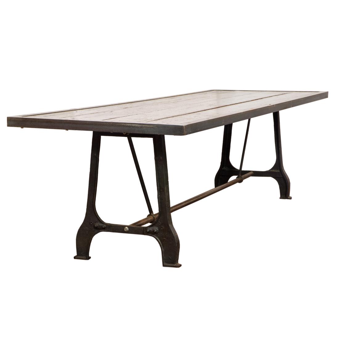 A large Industrial Age trestle table (1 of 4)