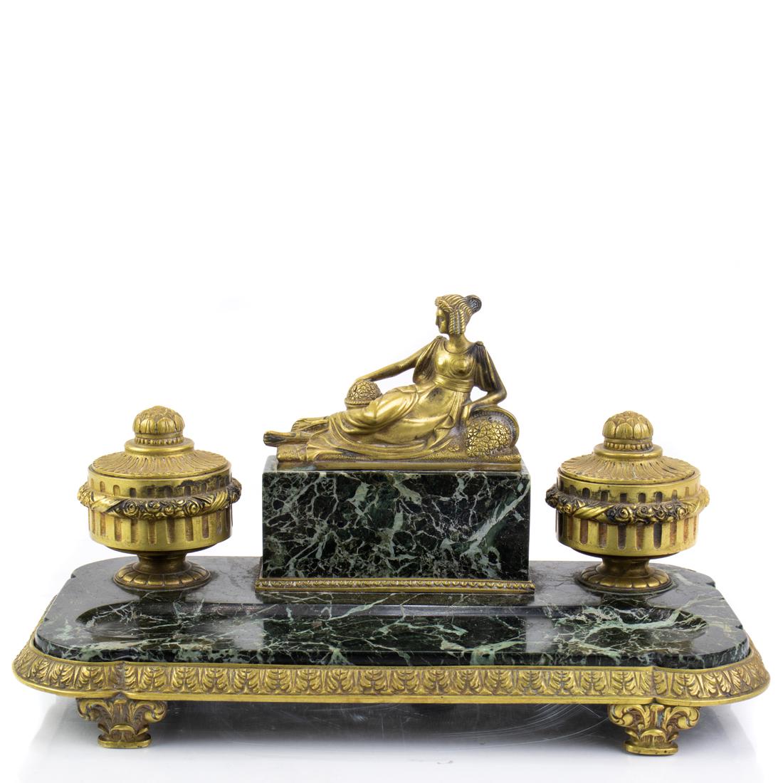 A French bronze mounted variegated marble inkstand (1 of 2)