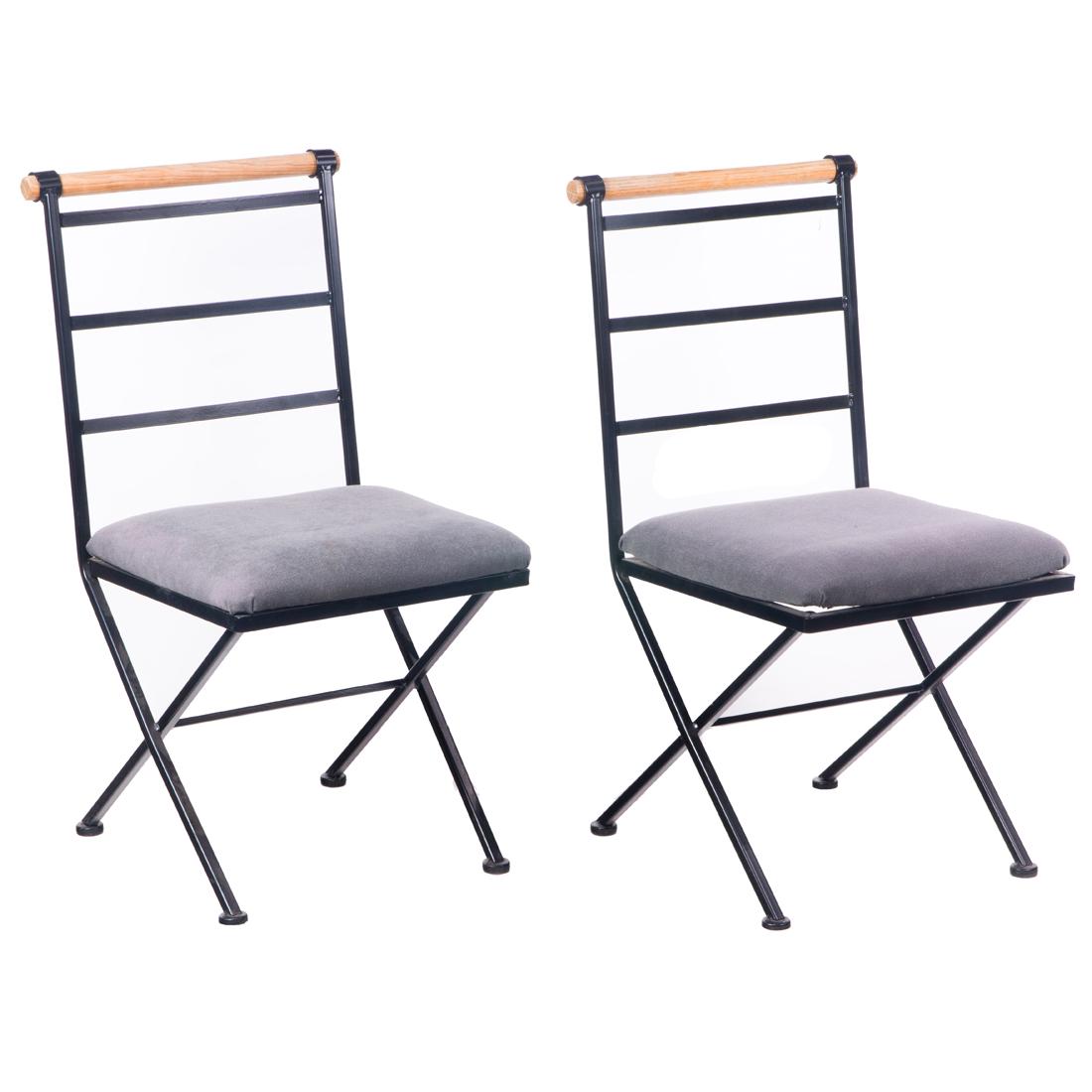 A pair of Cleo Baldon style steel and wood bistro chairs (1 of 3)