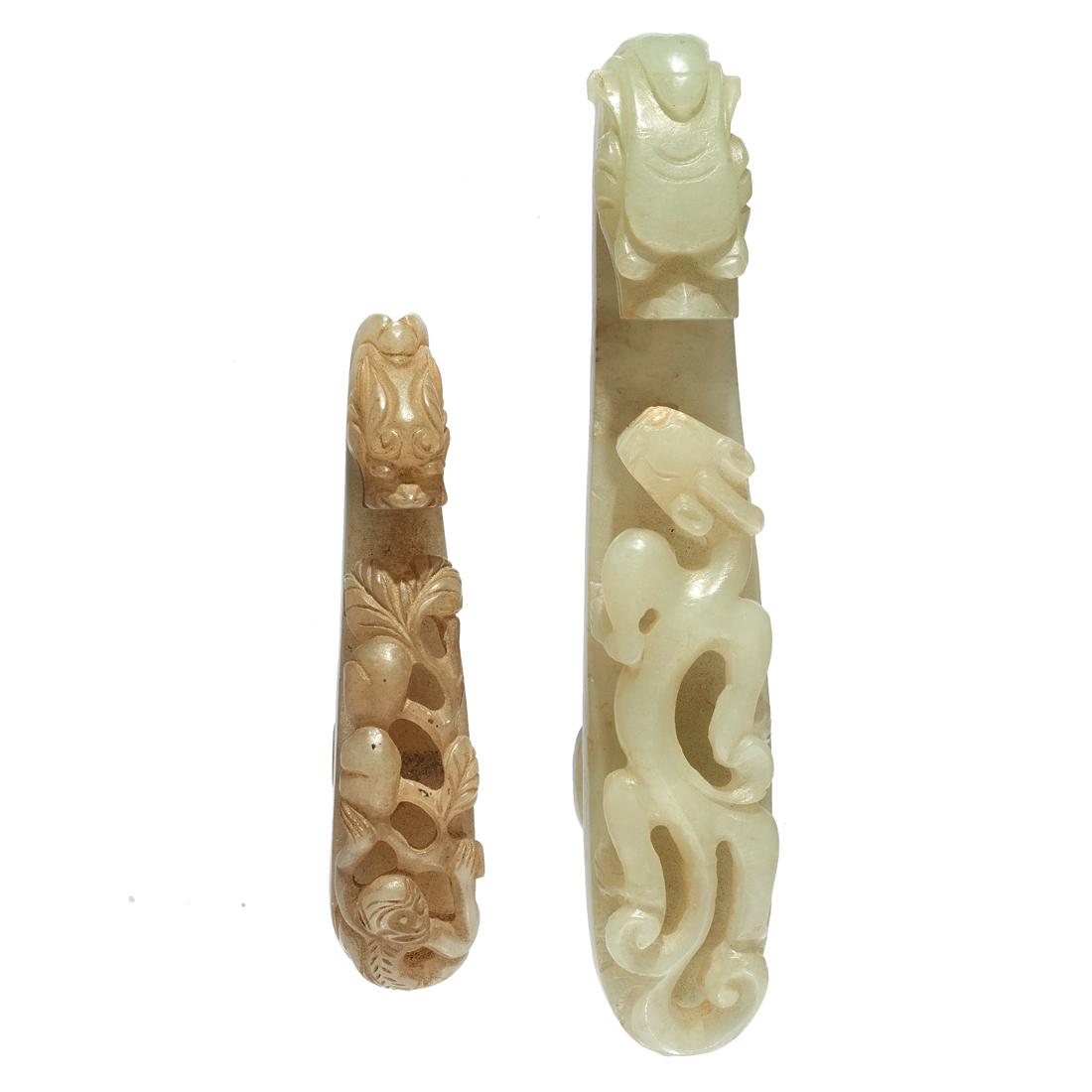 (lot of 2) Chinese celadon jade belt hooks (1 of 2)