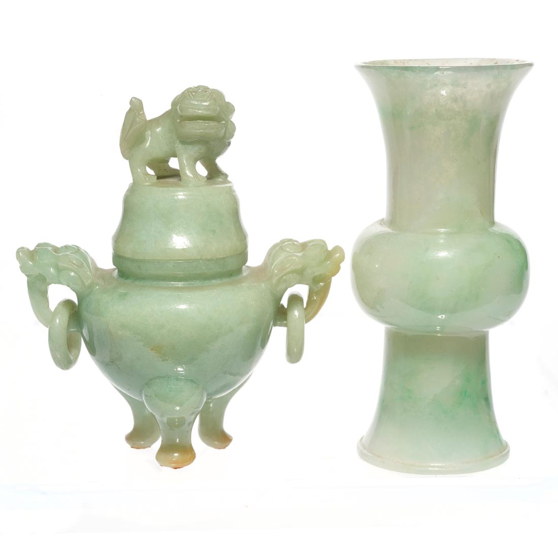 (lot of 2) Chinese miniature jadeite vessels (1 of 2)