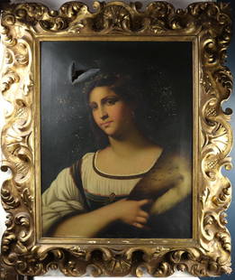 Painting, Leopold Galli: Leopold Galli (Italian, 19th century), Portrait of a Lady, 1870, oil on canvas, signed and dated lower center, overall (with frame): 38"h x 32"w