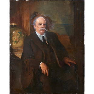 Painting, John Christian Johansen: John Christian Johansen (American, 1876-1964), Portrait of a Gentleman, 1927, oil on canvas, signed and dated lower left, canvas (unframed): 50"h x 40"w