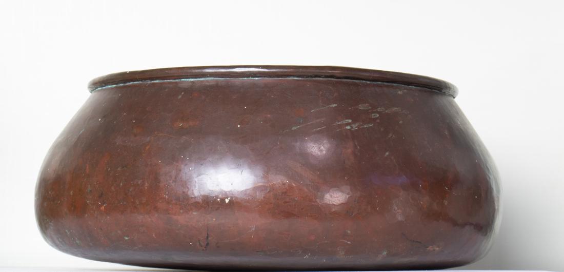 Arts & Crafts hammered copper bowl with rolled rim 4"h x 8"d (1 of 1)