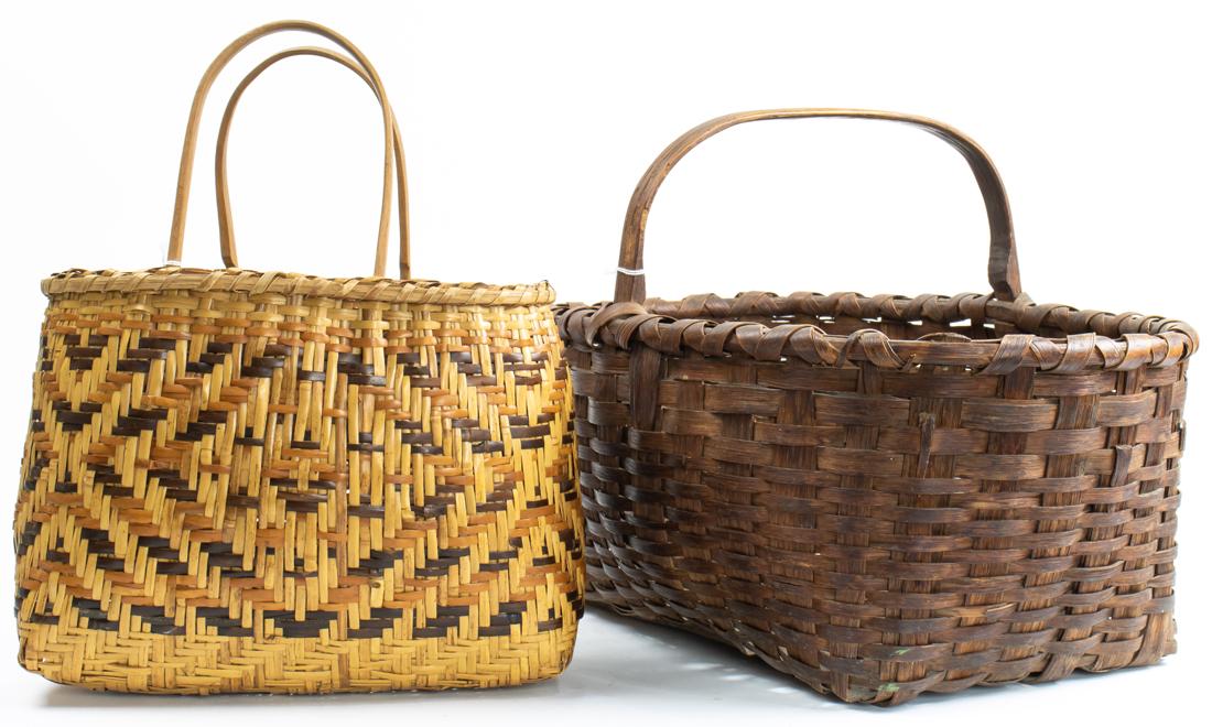 (lot of 2) American splint basket and a Hopi purse basket 19th/20th century (1 of 1)