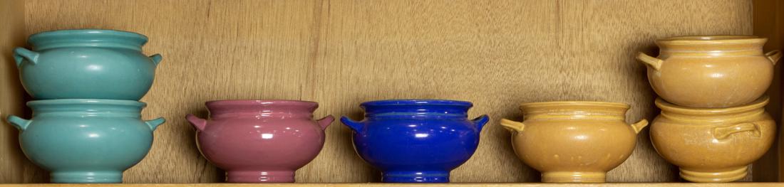 (lot of 7) Roseville pottery two-handled footed bowls (1 of 1)