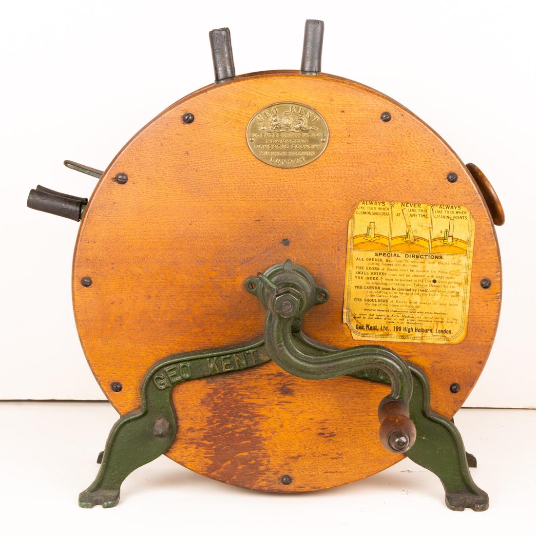 Victorian Geo Kent labeled rotary sharpening wheel fitted with a hand crank (1 of 1)