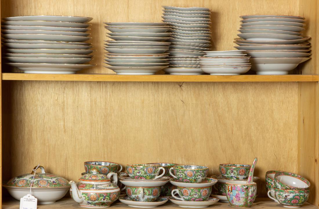 Two shelves of Chinese Canton rose medallion wares (1 of 1)
