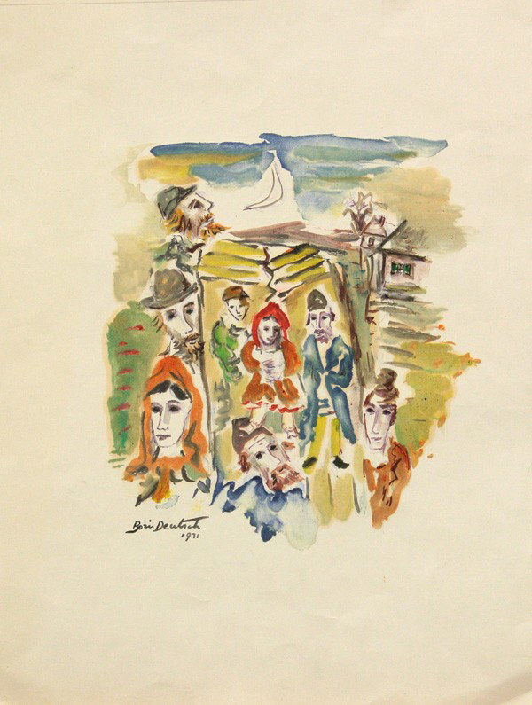 Drawings, Boris Deutsch, Figures, Landscapes: (lot of 10) Unframed works on paper, Abstracts, Portraits, Figures, and Landscapes, by Boris Deutsch (Californian, 1892-1978), most signed and dated, 1920s-1970s, largest overall: 18''h x 14''w