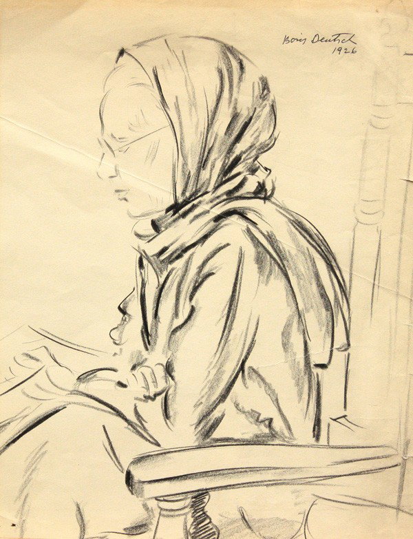 Drawings, Boris Deutsch, Figures, Landscapes: (lot of 10) Unframed works on paper, Abstracts, Portraits, Figures, and Landscapes, by Boris Deutsch (Californian, 1892-1978), most signed and dated, 1920s-1970s, largest overall: 19''h x 14''w