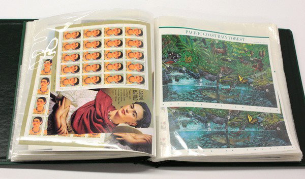 US Mint postage stamps: Lot of US Mint postage stamps, including: souvenier sheets, collector sheets, majority of stamps ranging from 33 cents to 37 cents, approximately 220 sheets with more than $1,500 dollar face value, al