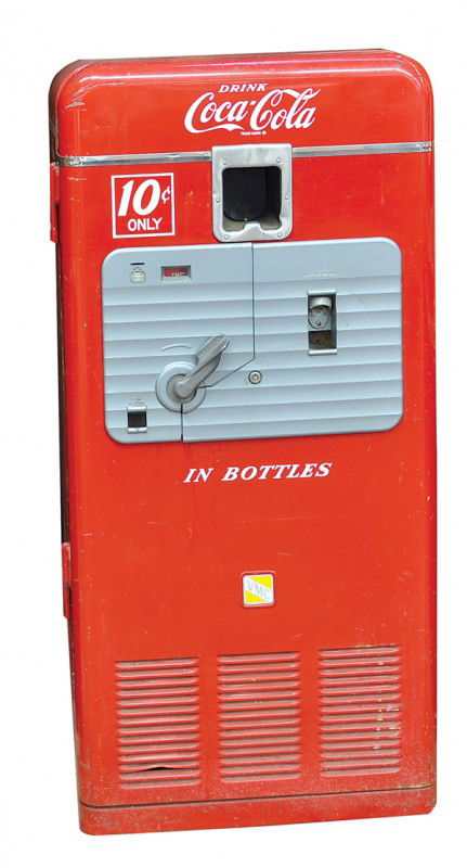 Coca Cola VMC machine circa 1940: Coca Cola VMC machine circa 1940, the 10 cent machine retains its original surface and on sides reads ''Heres A Coke For You'', original manufacturers plaque with serial number 26468, 52.5''h x 20''w