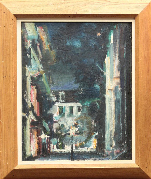 Paintings, Jack Cooley, New Orleans: (Lot of 2) Framed oils on board, Red House, New Orleans and Pirates Alley, by Jack Cooley (American, 20th century), each signed ''Jack Cooley'' lower right, largest overall: 26''h x 22''w