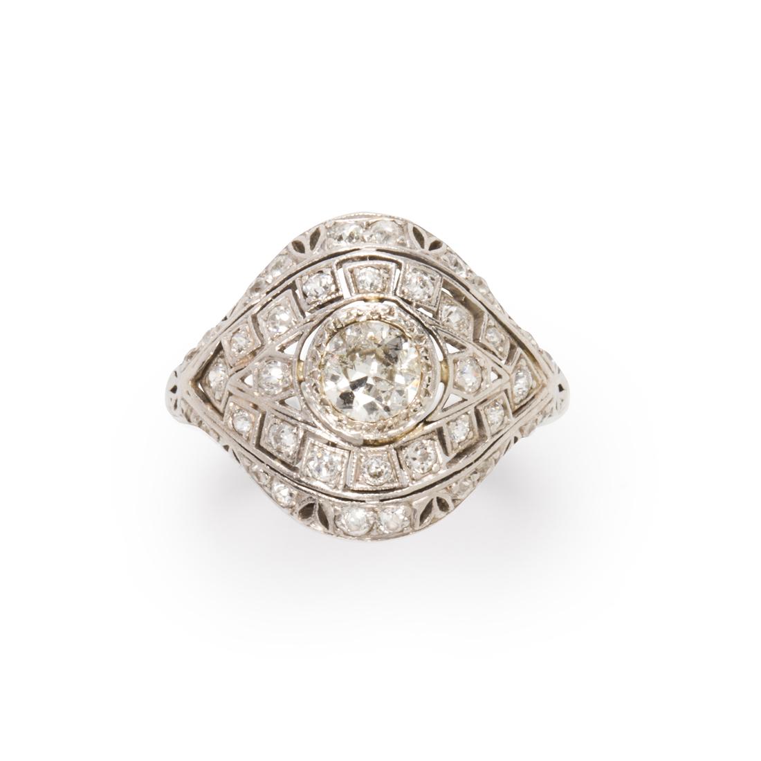 An Art Deco diamond and platinum ring (1 of 2)